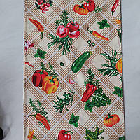 Вафельний рушник для кухні овочі на бежевій клітці Тирасполь 42х70 см