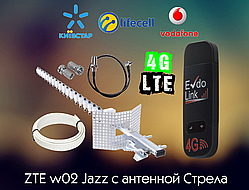 ZTE w02 Jazz WiFi роутер КОМПЛЕКТ з направленою антеною СТРІЛА 21dbi 3G 4G LTE модем evdo USB link 8377