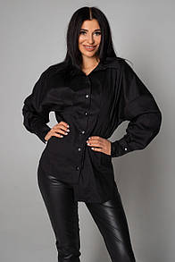 Молодіжна асиметрична чорна блуза сорочка з бавовни Бернарда 42 44 46 48 розміри