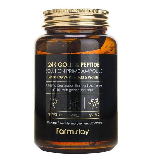 Багатофункціональна ампульна сироватка FarmStay 24K Gold & Peptide Prime Ampoule 250 мл