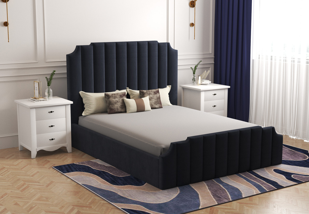 Ліжко двоспальне Маямі, двоспальне ліжко з м'яким узголів'ям для спальні, фото 1