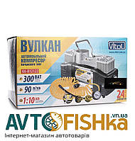 Компрессор 2 цилин Vitol Вулкан 300W/10атм/90л/7,5м шланг спирал с ман. и дефлятором/фонарь/клемы