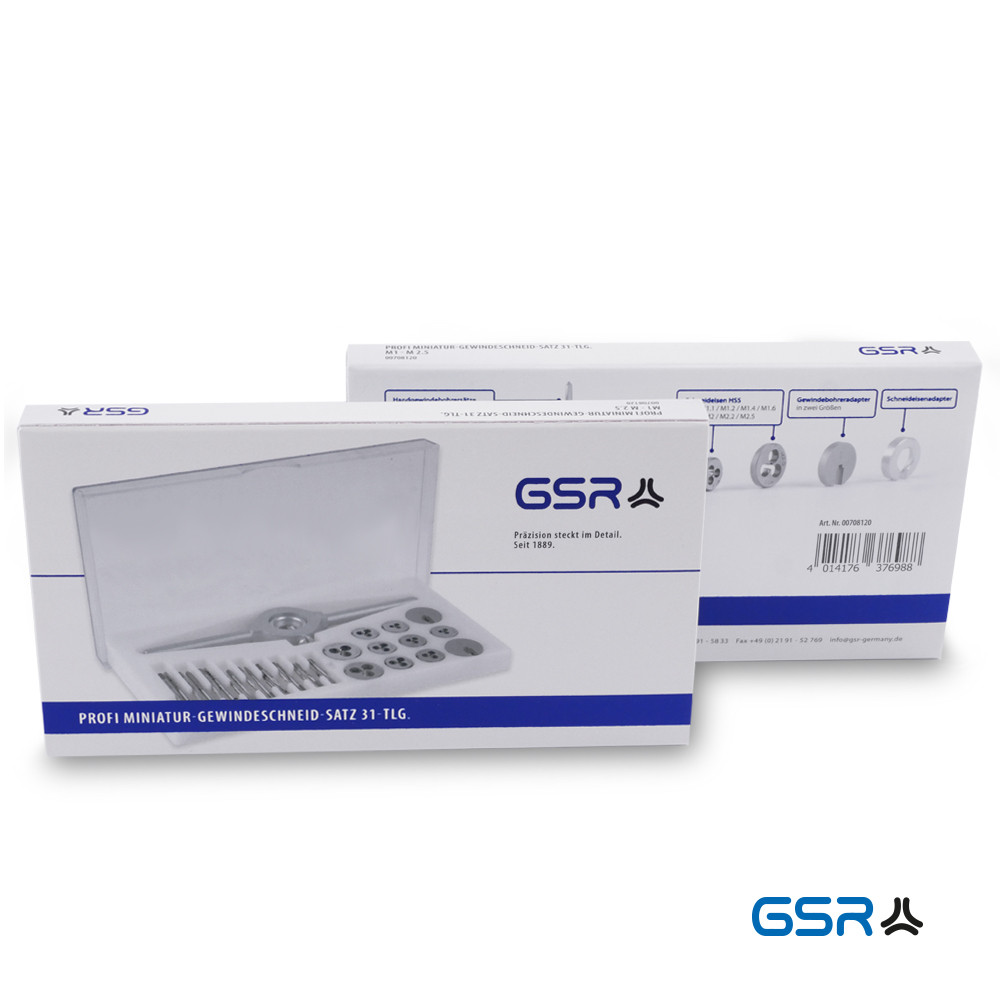 Набір ручних мітчиків і плашок мініатюрних  M1 - M2,5 31 од. GSR Німеччина, фото 1