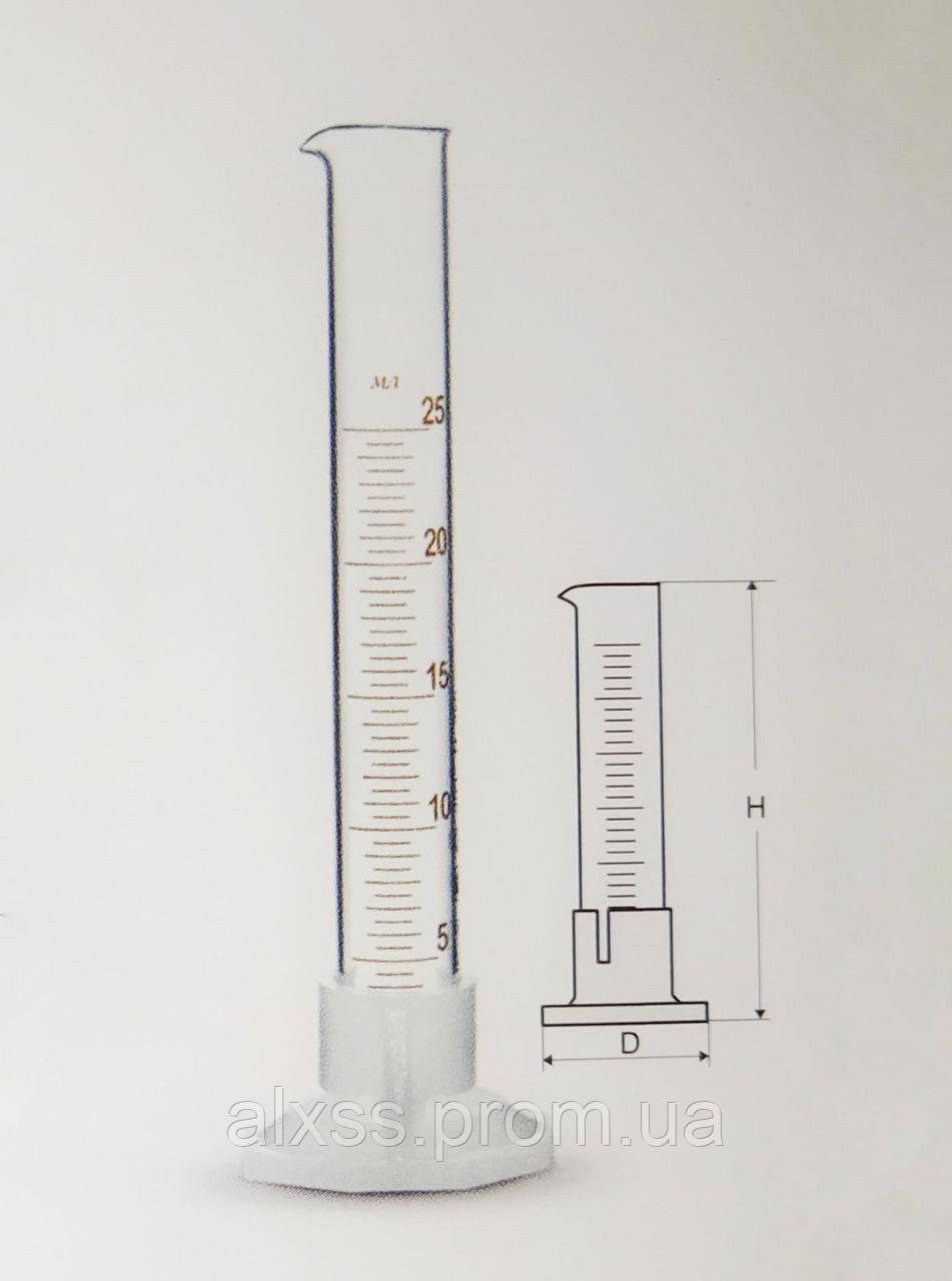 Циліндр мірний з носиком на пластмасовій підставі, 25 мл - фото 1 - id-p1322606054