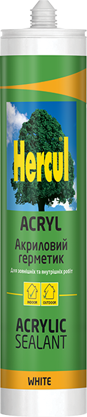 Акриловий герметик Hercul Acryl 280мл білий, фото 1