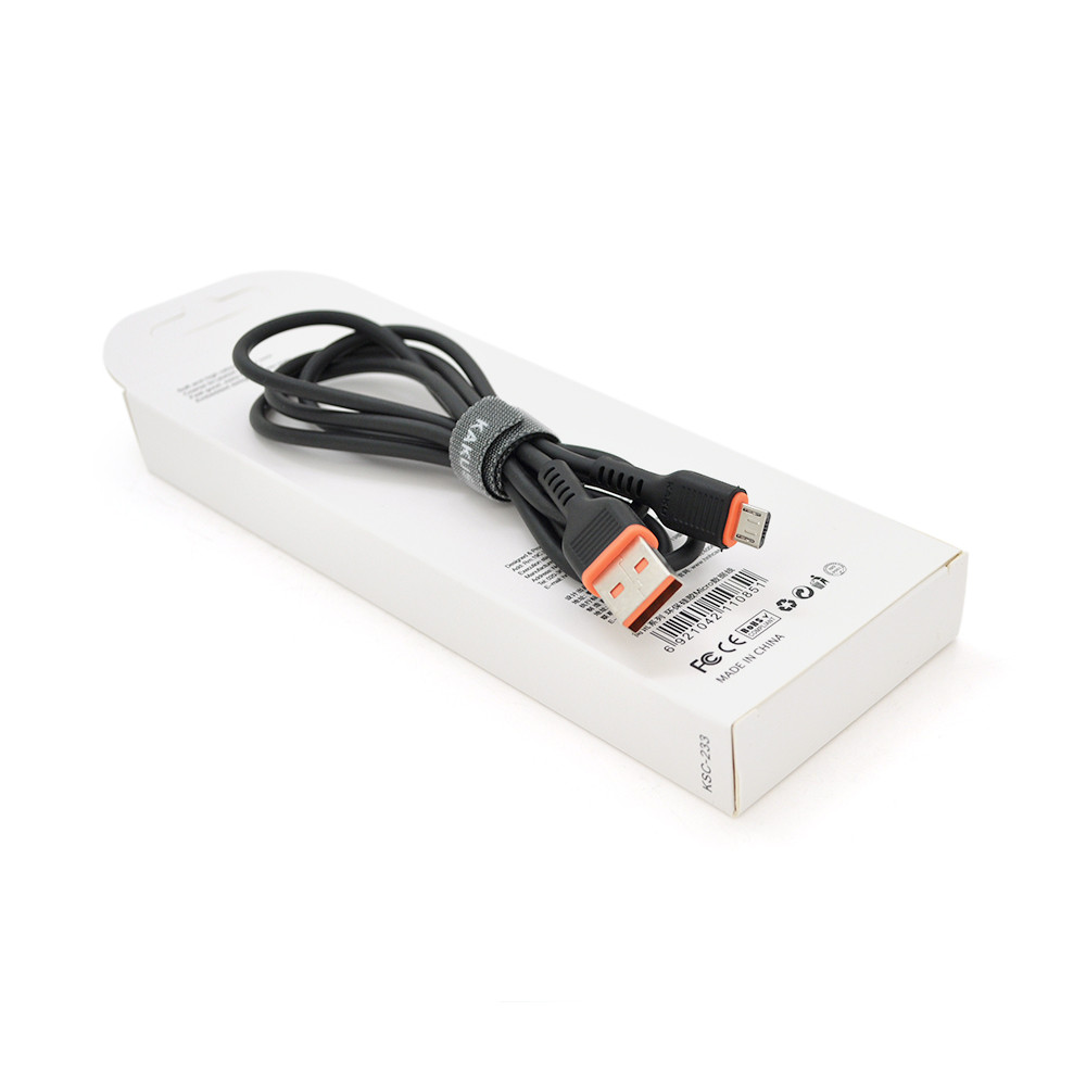 Кабель iKAKU KSC-233 JIANXUN silicon data cable series for micro, Black, довжина 1 м, 3,2 А, BOX