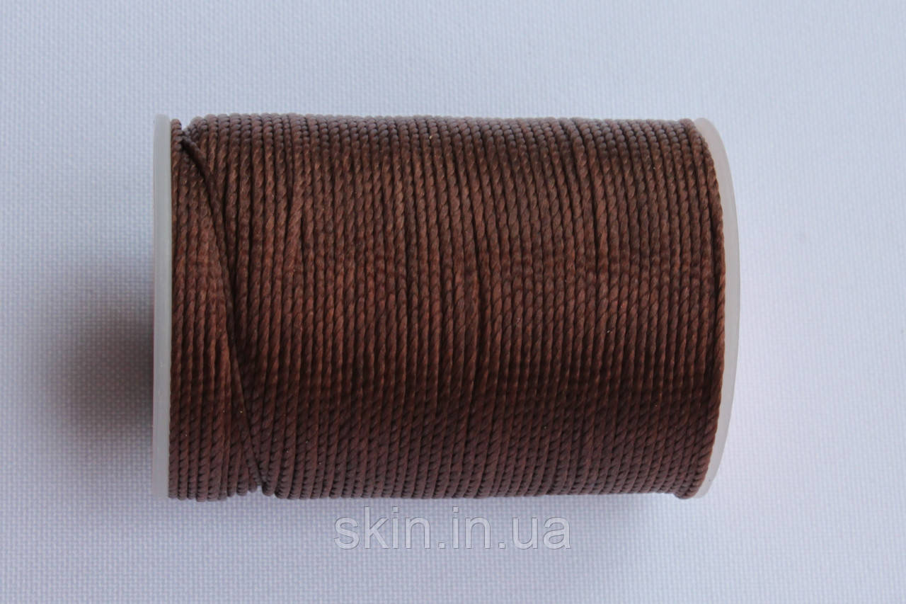 Нитка вощений Galaces S020 кругла, товщина - 0.8 мм, колір - коричневий, 58 метрів, артикул СК 5779