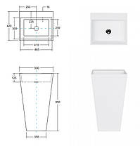 Умивальник окремо стоїть Vera Glam 50х42х85 см BESCO PMD AMBITION, фото 6