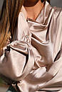 Красива шовкова блуза Камілла колір марсала 42 44 46 48 розміри, фото 6