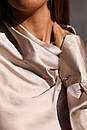 Красива шовкова блуза Камілла колір марсала 42 44 46 48 розміри, фото 7