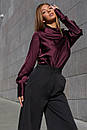 Красива шовкова блуза Камілла колір марсала 42 44 46 48 розміри, фото 2