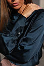 Красива шовкова чорна блуза Камілла 42 44 46 48 розміри, фото 6