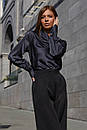 Красива шовкова чорна блуза Камілла 42 44 46 48 розміри, фото 2