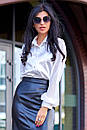 Жіноча шовкова чорна блуза сорочка Саміра 42 44 46 48 розміри, фото 7