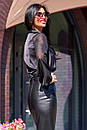 Жіноча шовкова чорна блуза сорочка Саміра 42 44 46 48 розміри, фото 3