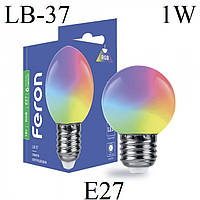 Светодиодная лампа Feron LB-37 1W E27 матовая RGB