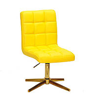 Стілець Augusto GD-Modern Base жовтий 1006 шкірозамінник, на золотій хрестовині зі стопами, фото 7