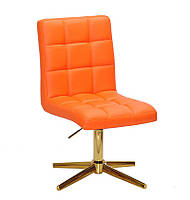 Стілець Augusto GD-Modern Base жовтогарячий 1012 шкірозамінник, на золотій хрестовині зі стопами, фото 6