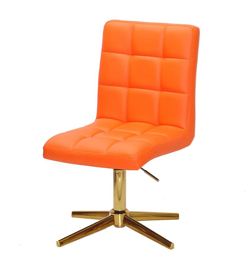 Стілець Augusto GD-Modern Base жовтогарячий 1012 шкірозамінник, на золотій хрестовині зі стопами, фото 1