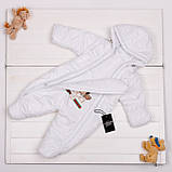 Дитячий демісезонний комбінезон з капюшоном для новонародженого - осінній весняний комбінезон від 0 до 6 міс, фото 3