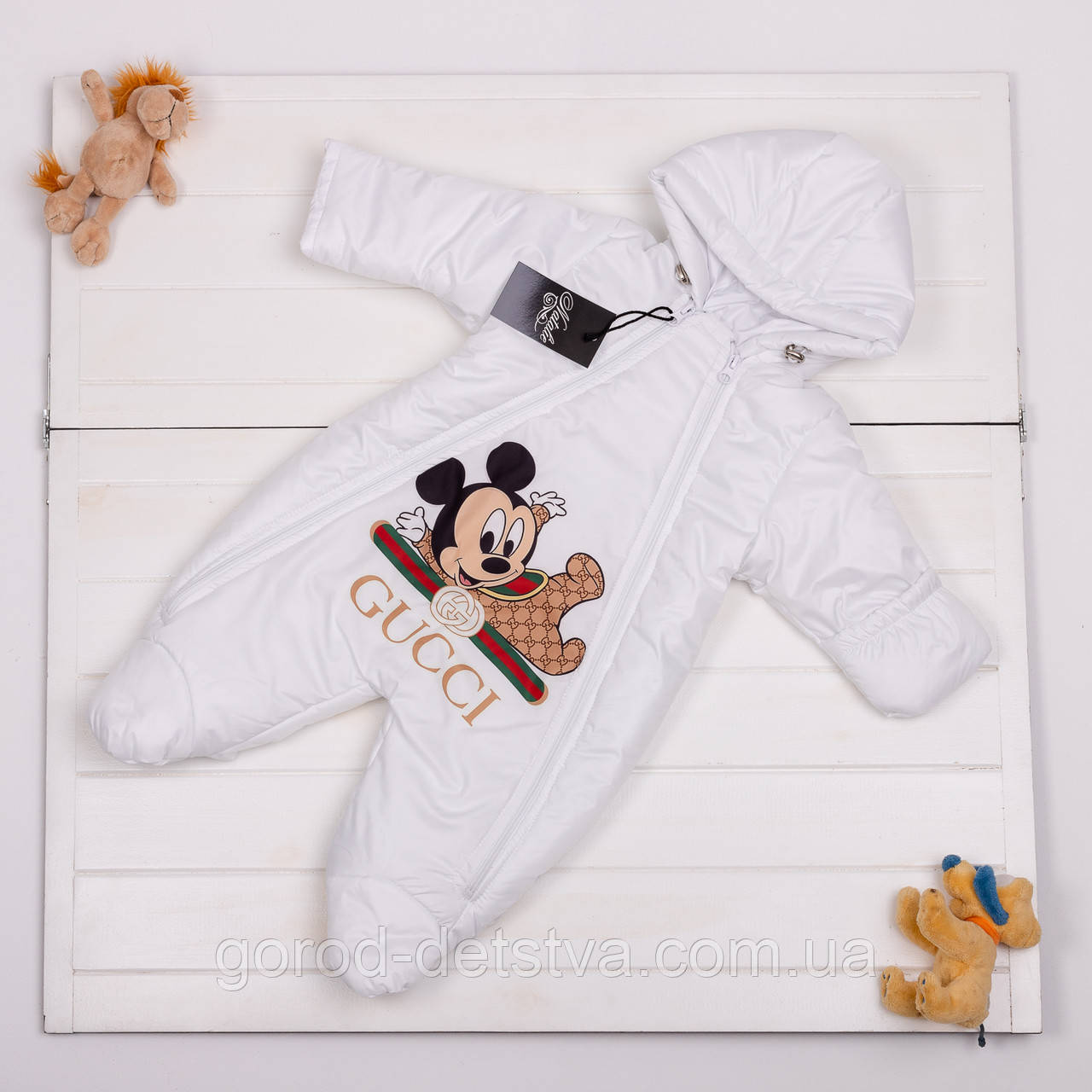 Дитячий демісезонний комбінезон з капюшоном для новонародженого - осінній весняний комбінезон від 0 до 6 міс, фото 1