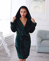 Жіночий махровий халат зеленого кольору