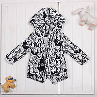 Демисезонная куртка парка для детей от 1 до 9 лет, с капюшоном. Черно-белая Диор