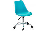 Кресло стул мастера на колесах со спинкой АСТЕР (голубой,серый,белый,черный) Бирюза