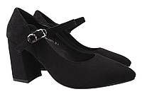 Туфли женские из эко замши, на большом каблуке, черные, Liici, 40