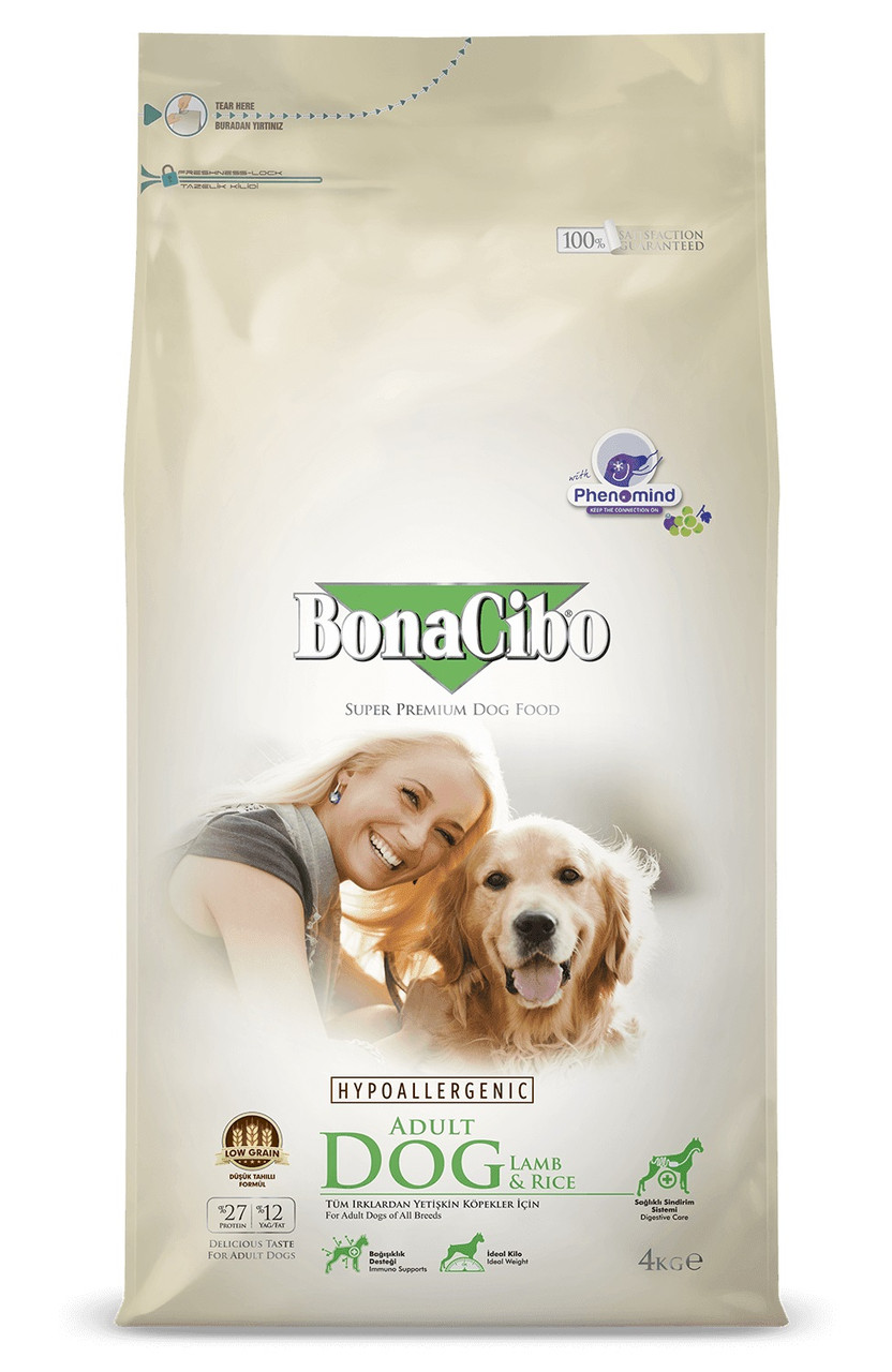 BonaCibo Dog Adult Lamb & Rice для дорослих собак з чутливим травленням - 4 кг