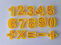 Каттер вырубка пластиковая Цифры и математические знаки в наборе 15 штук 4,5 / 6 cm IKA SHOP
