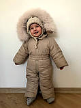 Відрядний зимовий дитячий комбінезон з натуральним хутром, фото 2