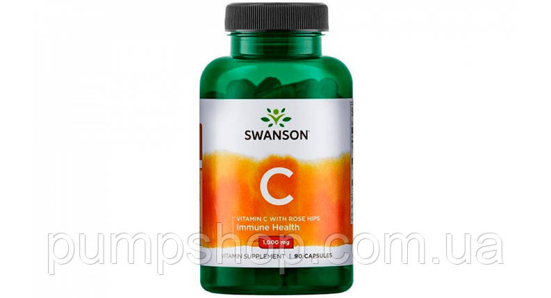 (уцінка термін по 1.25) Вітамін С з шипшиною Swanson Vitamin C with Rose Hips 1000 мг 90 капс., фото 1