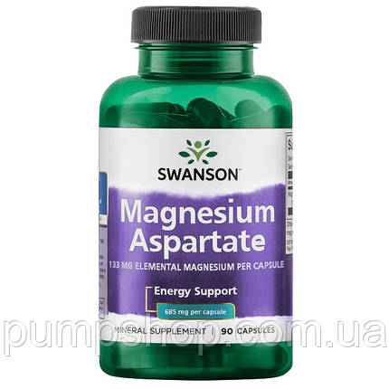 Магній аспарагінат (аспартат) Swanson Magnesium Aspartate 685 мг 90 капс., фото 1