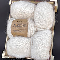 Пряжа DROPS Brushed Alpaca Silk 01 Слоновая кость