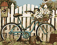 Набор для росписи картина по номерам на холсте Велосипед в калиткив коробке 40*50см