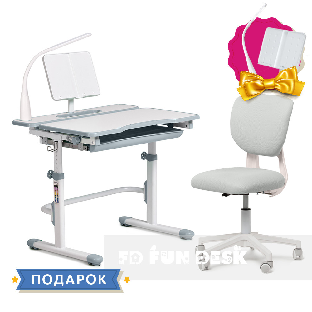 Комплект зростаюча парта Cubby Fressia Grey + ортопедичне крісло Buono Grey