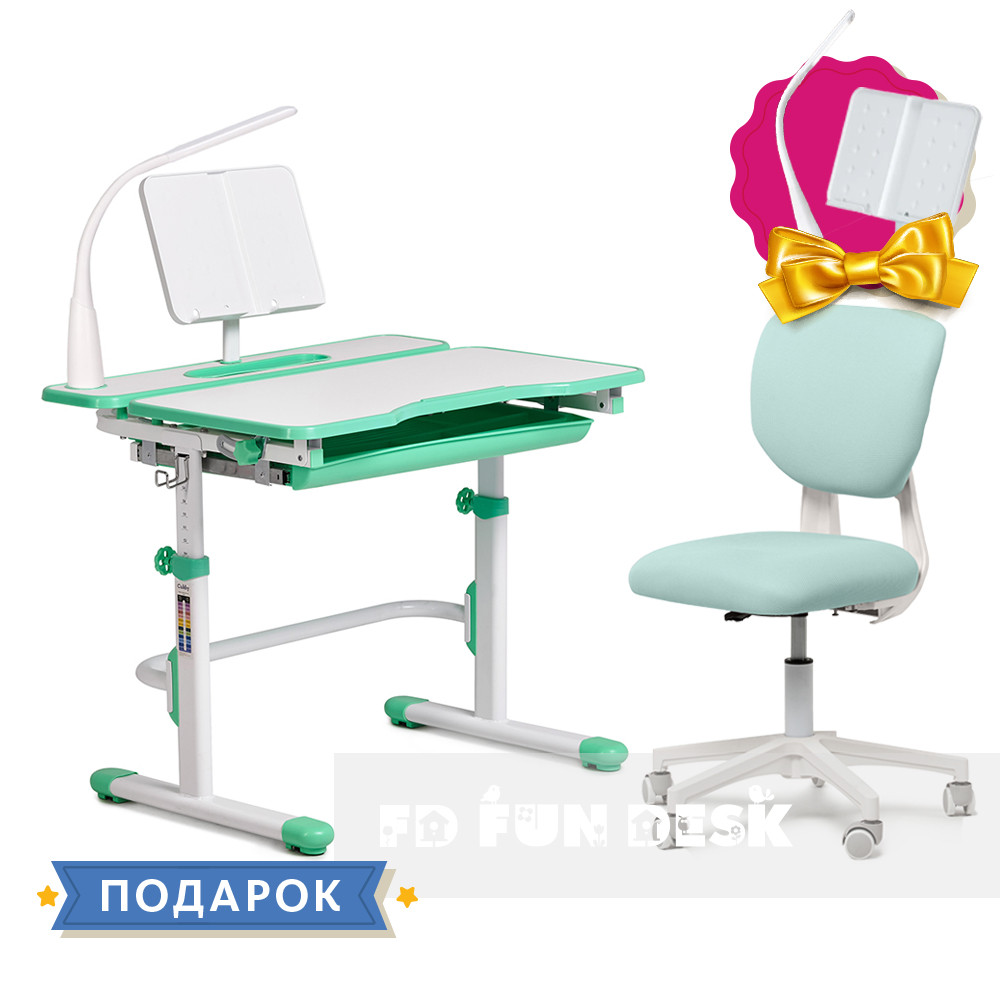 Комплект зростаюча парта Cubby Fressia Green + ортопедичне крісло Buono Dark Green