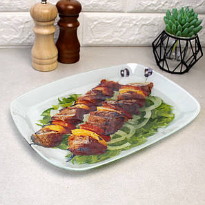 Прямокутне скляне блюдо для шашлику 34,5*23,5 см, фото 2