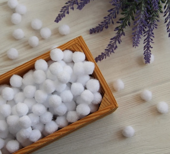 Помпони нейлонові " 1,5 см", білі 1 000 шт., фото 1