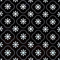 Вінілова плитка для стін Чорний Візерунок Ромби Ромашки Глянцева 60х60см самоклеючі панелі ПВХ (СВП-217-ГЛ)