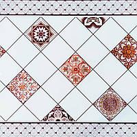 ПВХ плитка для стін Білі Ромби Візерунки з Кантом Глянцева 60х60см самоклеючі панелі для декору (СВП-213-ГЛ)