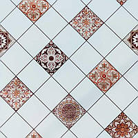 Вінілова плитка для стін Білі Ромби Візерунки Глянцева 60х60см самоклеючі панелі ПВХ для декору (СВП-214-ГЛ)