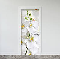 Наклейка вінілова на двері орхідеї (самоклейна ламінована плівка) 200 х 65 см