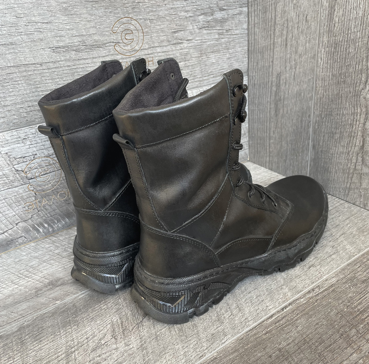 Ботинки берцы тактические зимние кожаные DMS-4121 чёрные - фото 4 - id-p1279954003