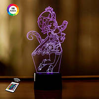 3D-нічник GENSHIN IMPACT "Діона" (УВАЛИЧЕННЕ ЗОБРАЖЕННЯ) + пульт ДК + мережевий адаптер +батарейки (3ААА) 3DTOYSLAM