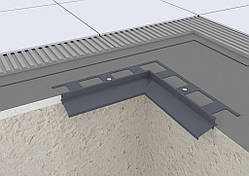 Кут внутрішній 90° профіль крапельник відлив для відкритого балкона та тераси монтаж під плитку колір сірий графіт