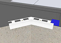 Угол 135° внутренний капельник отлив для открытого балкона и террасы установка под плитку цвет белый матовый