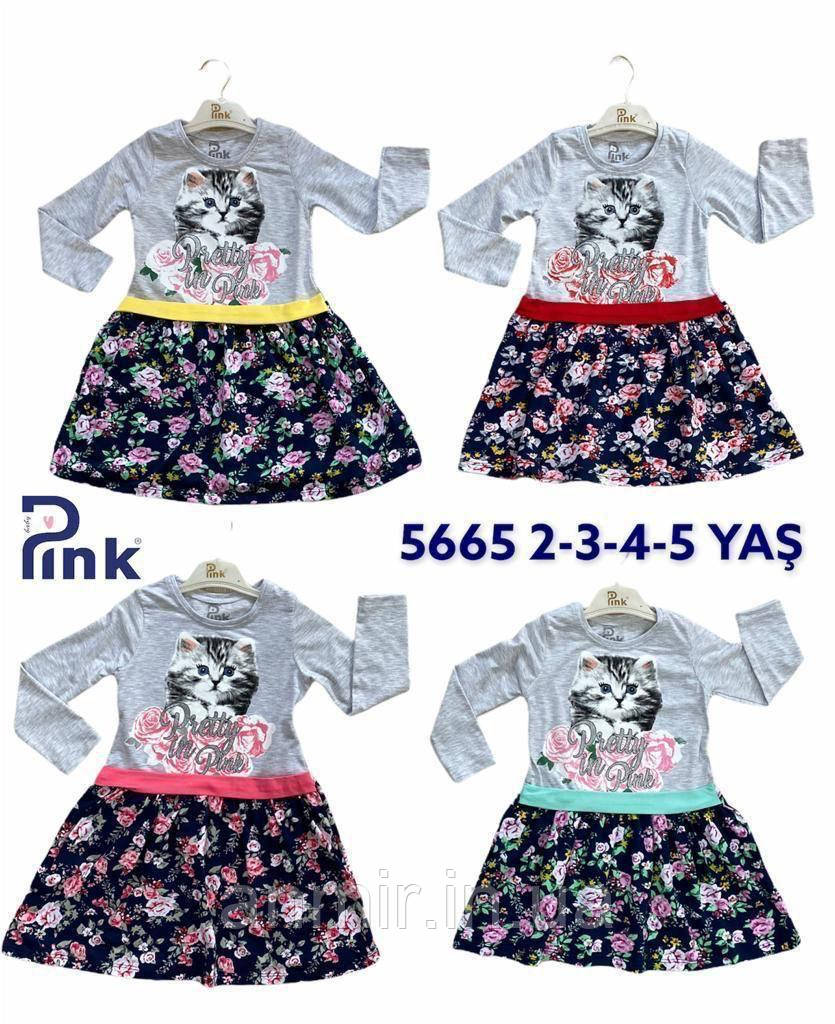 Дитяче трикотажне плаття для дівчинки Кішечка розмір 2-5 років, колір уточнюйте під час замовлення