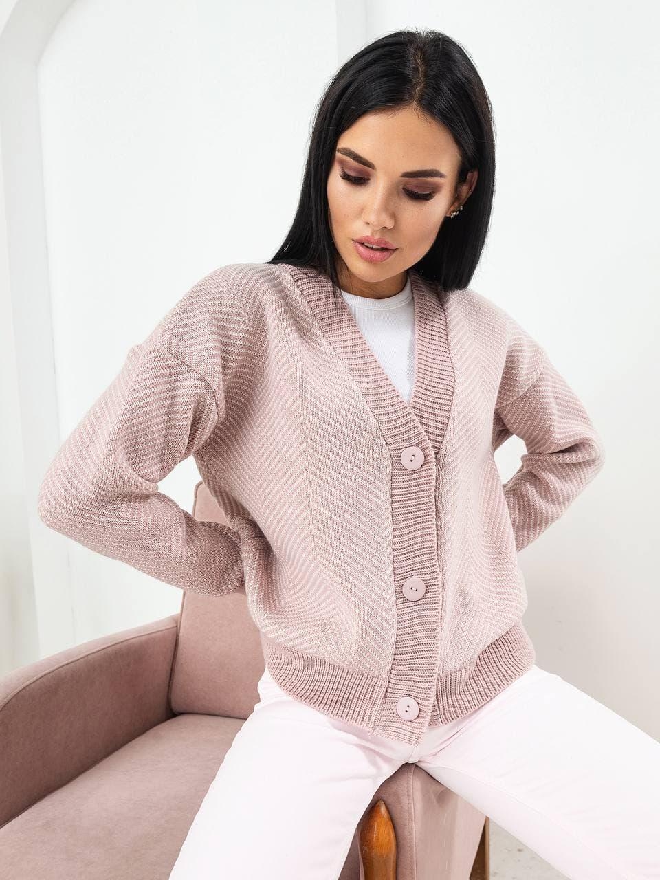 Стильна тепла жіноча кофта на ґудзиках шерсть, фото 1